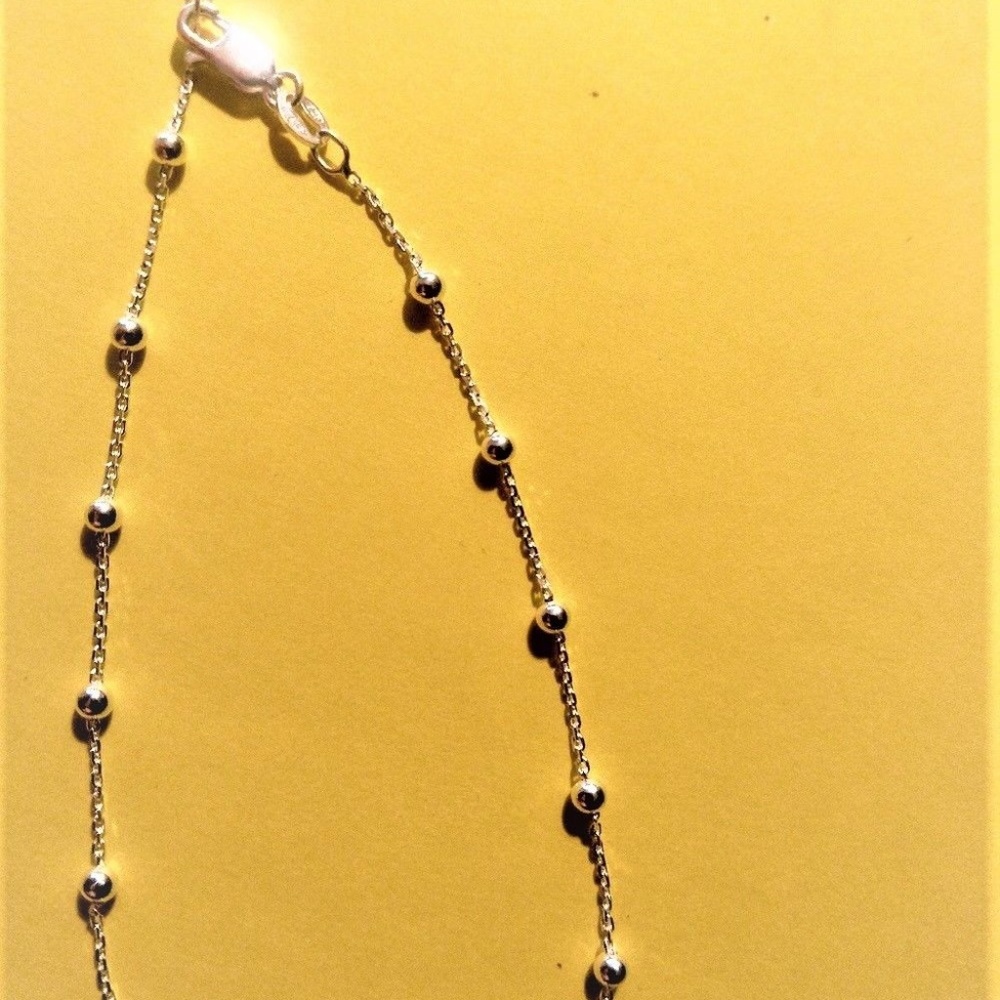 Anklet -- Cable & Bead Chain -- Sterling Silver